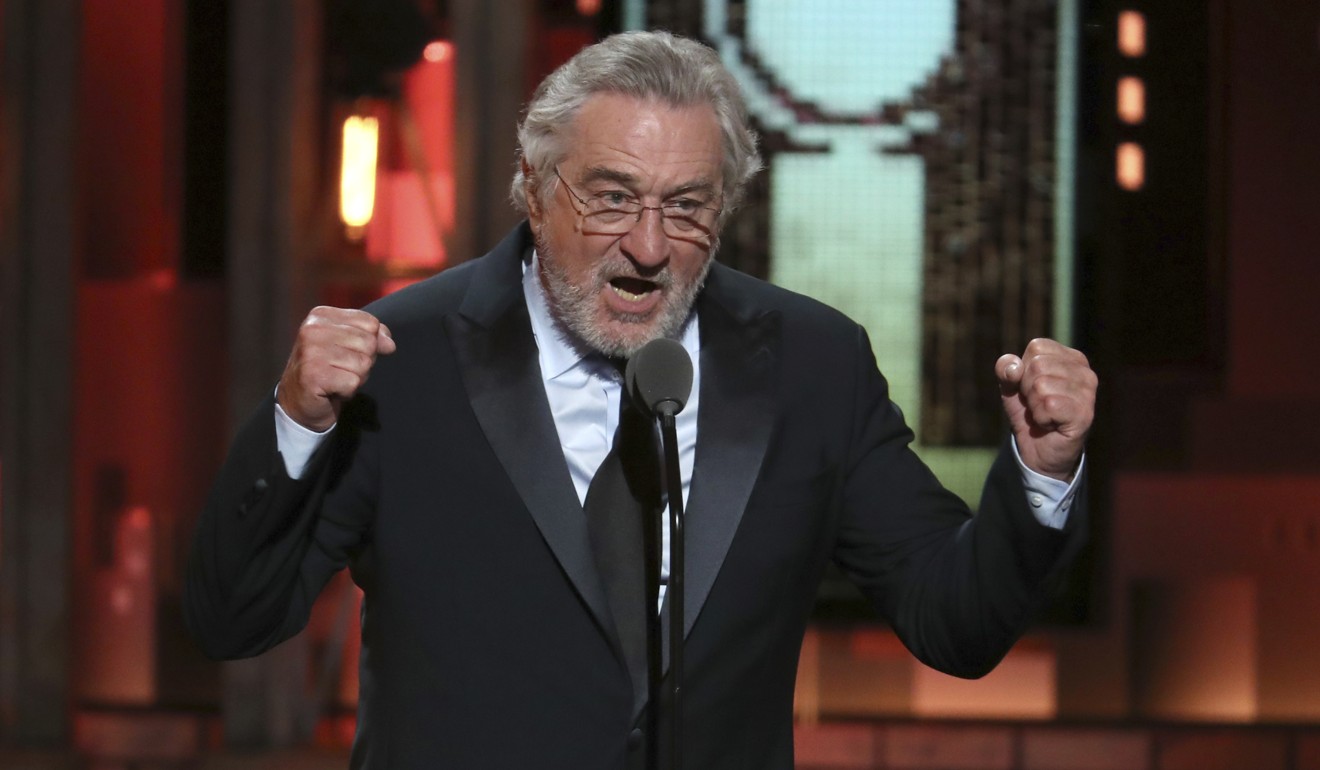 Robert De Niro introduces a performance by Bruce Springsteen at the 72nd annual Tony Awards at Radio City Music Hall on Sunday, June 10, 2018, in New York. He told the audience “f*** Trump”, to long applause. Photo: AP