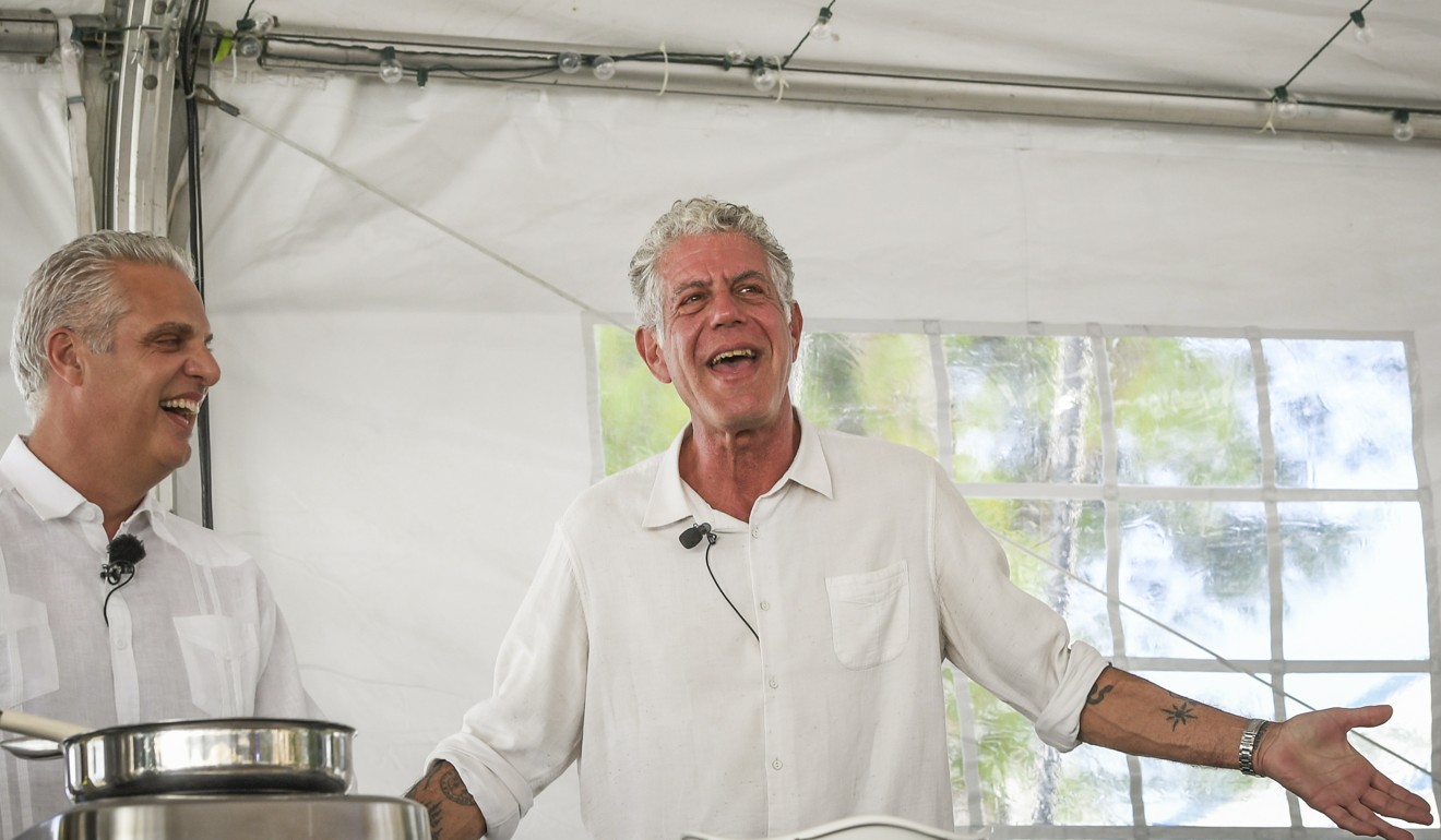 Eric Ripert (left) and Bourdain at The Cayman Cookout, Cayman Islands in January 2018. Ripert was travelling with Bourdain when the US celebrity was found dead.