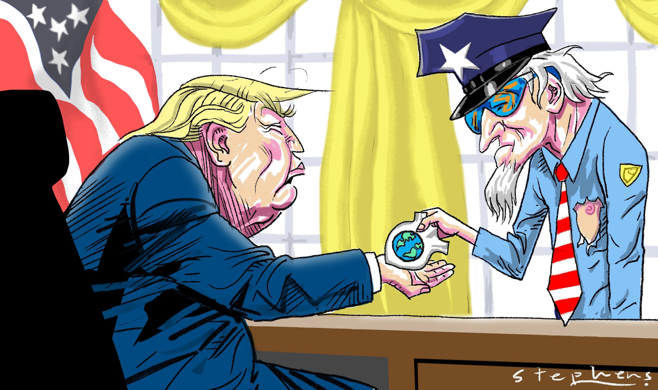 Donald Trump is presiding over America’s retreat from its global role in security and trade. Illustration: Craig Stephens