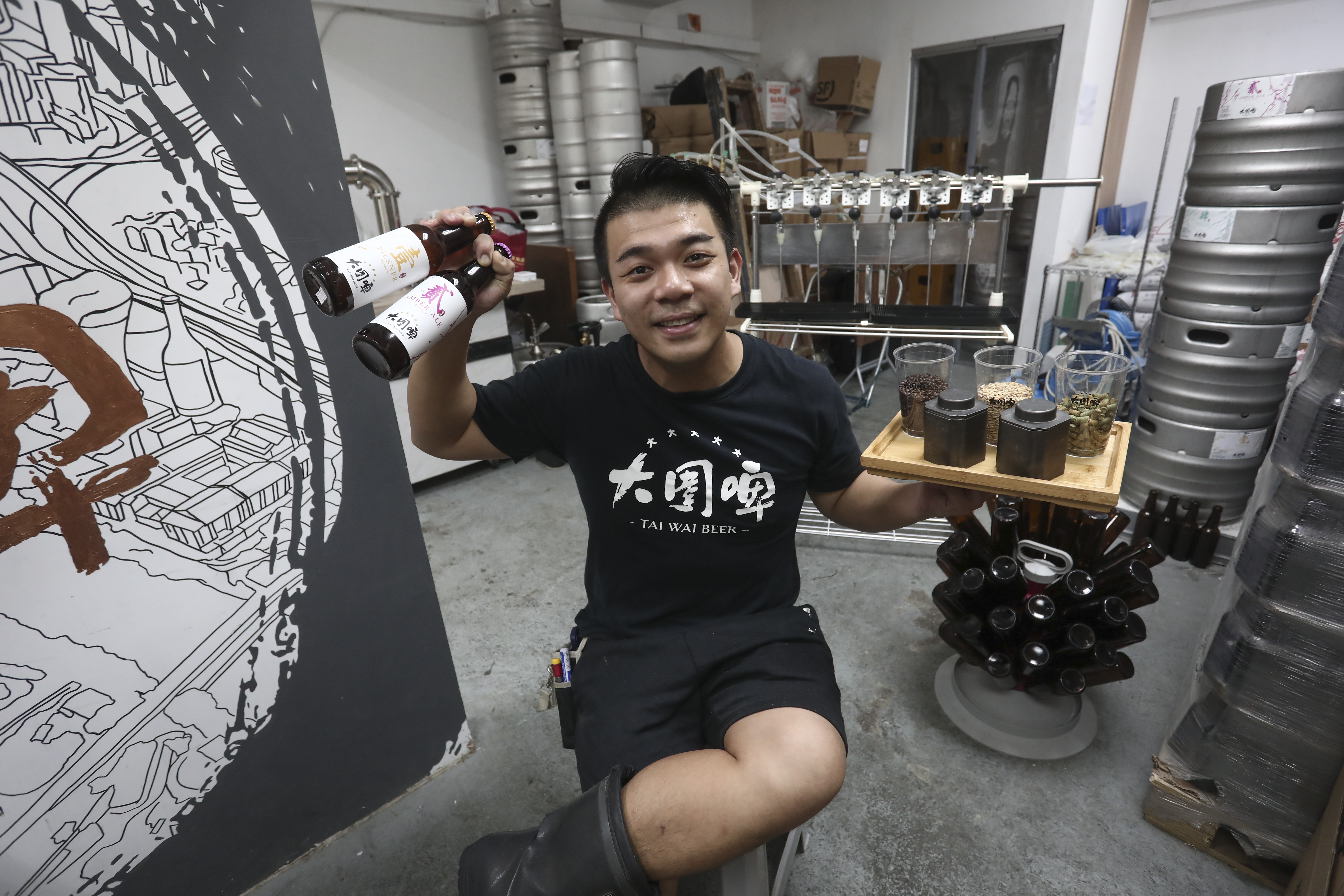 Henry Wu at the Tai Wai Beer microbrewery in Kwai Chung. Pictures: Jonathan Wong
