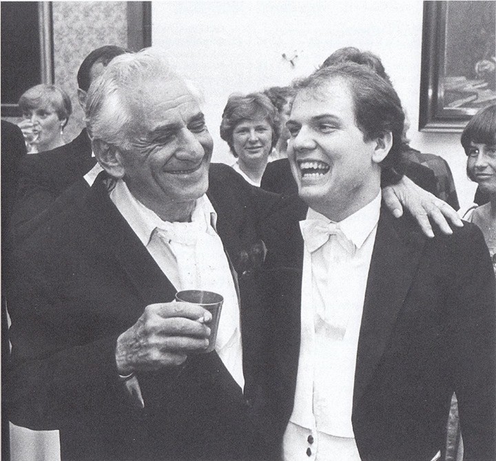 US conductor-composer Leonard Bernstein (left) with Jaap van Zweden, then a young violinist. Van Zweden, music director of the Hong Kong Philharmonic Orchestra, will take up the music directorship of the New York Philharmonic in autumn 2018, the same position that Bernstein took on 60 years ago. Photo: Courtesy of the Hong Kong Philharmonic Orchestra