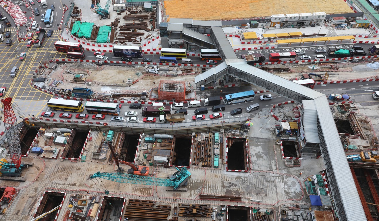Work on the Sha Tin-Central rail link at the Hong Kong Convention and Exhibition Centre in Wan Chai, were evidence of faulty work was uncovered. Photo: Sam Tsang