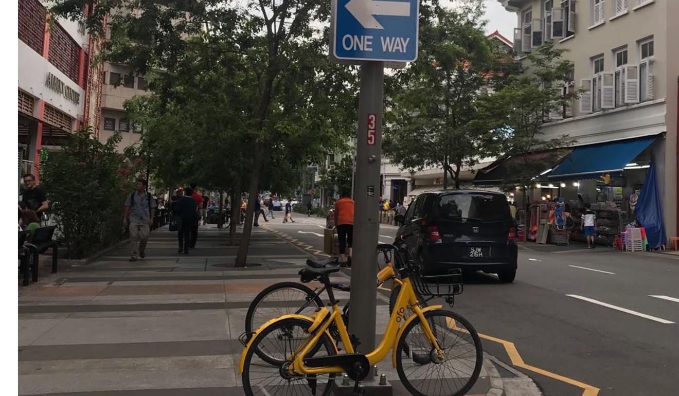 An ofo bike for rent in Singapore Photo: SCMP