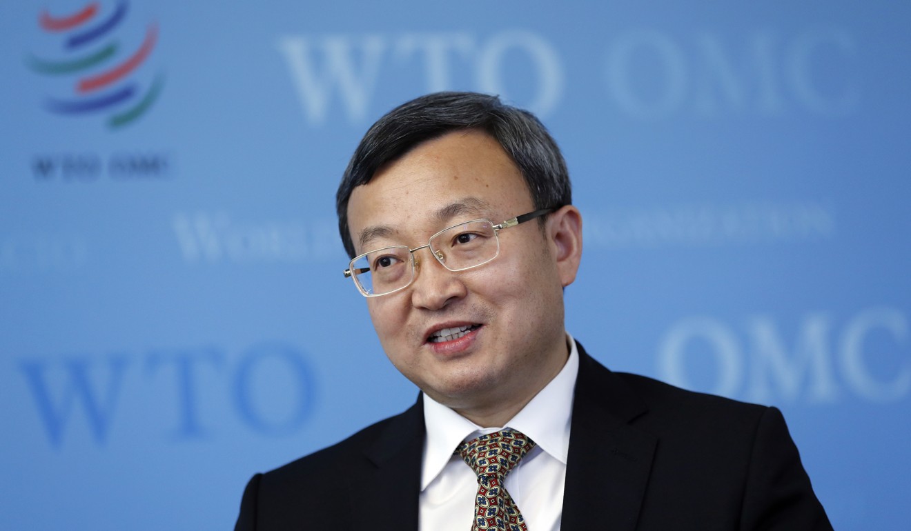 Wang Shouwen speaks during an interview at the World Trade Organisation (WTO) headquarters in Geneva, Switzerland, on Wednesday. Photo: Bloomberg