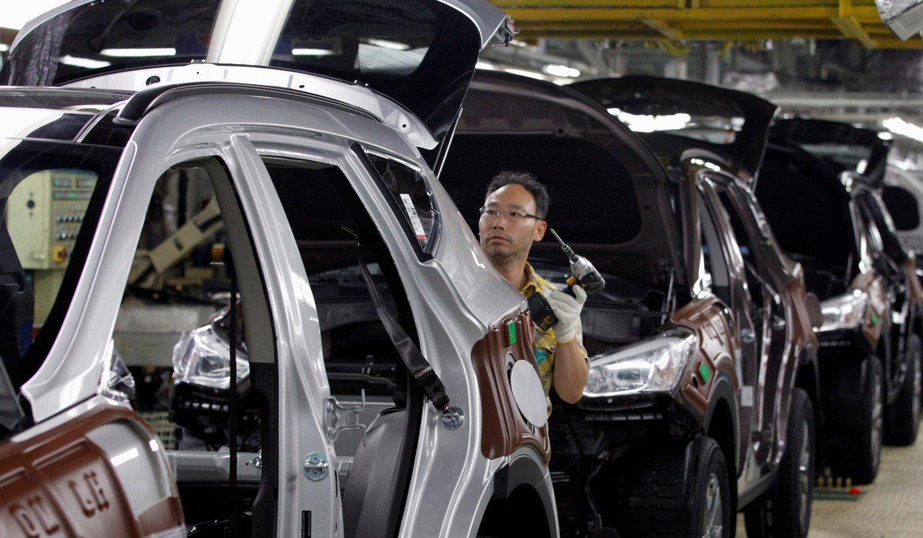 A labourer works at the main factory of Hyundai Motor in Ulsan, South Korea, in 2012. The labour union for Hyundai Motor Co warned a downturn in US auto imports because of Trump’s threatened tariffs could force the company to curtail work at its Alabama factory. Photo: Reuters