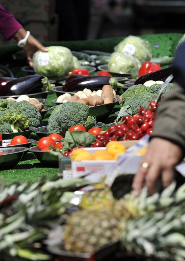 File photo of fruit and vegetables for sale at a market in London. Photo: EPA