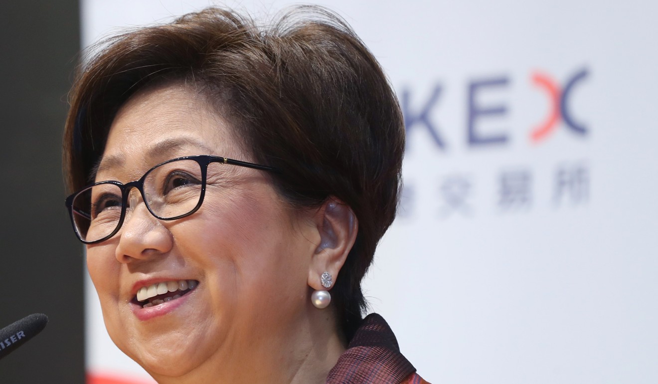 Laura Cha Shih May-lung, chairwoman of HKEX, sees volatile times ahead for global stock markets. Photo: K.Y. Cheng