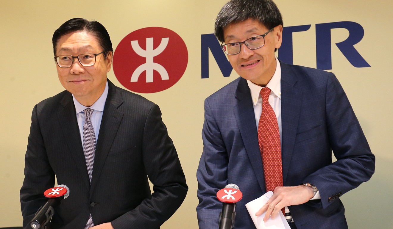 (Left) Frederick Ma, chairman of MTR Corp and CEO Lincoln Leong. Photo: Dickson Lee
