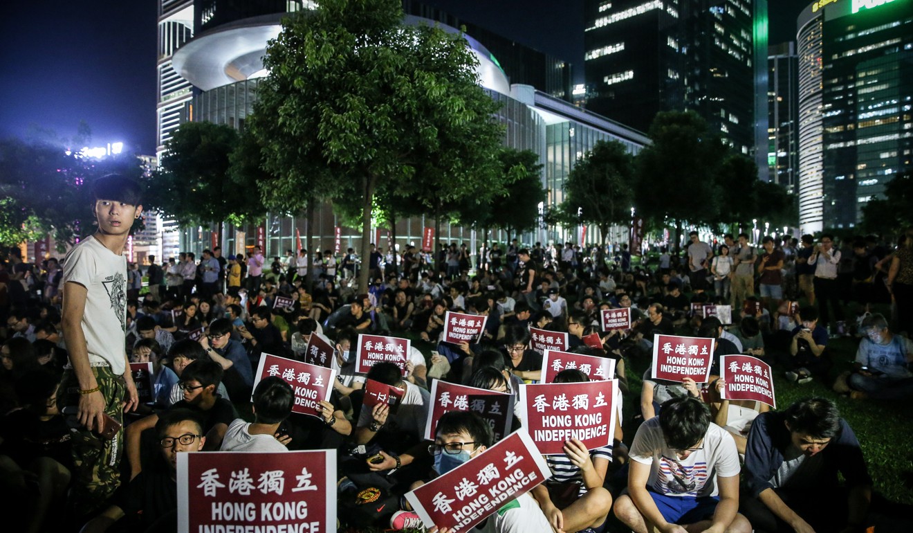 Protesters are out in force after the election ban on Chan. Photo: Sam Tsang