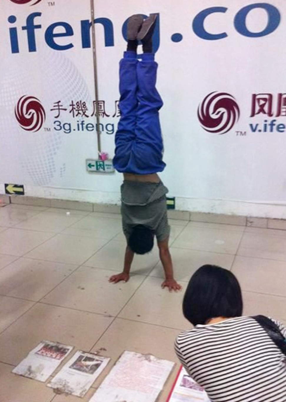 Zhang Shangwu, a former gymnastics world champion and double gold medallist, tried to earn a living as a street performer in Beijing after his career ended. Photo: Handout