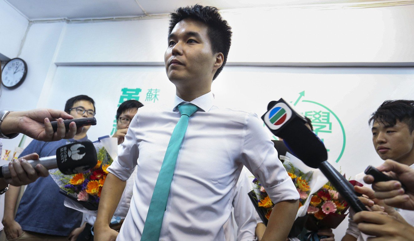 Sulu Sou after winning a seat in Macau’s legislature. Photo: Dickson Lee