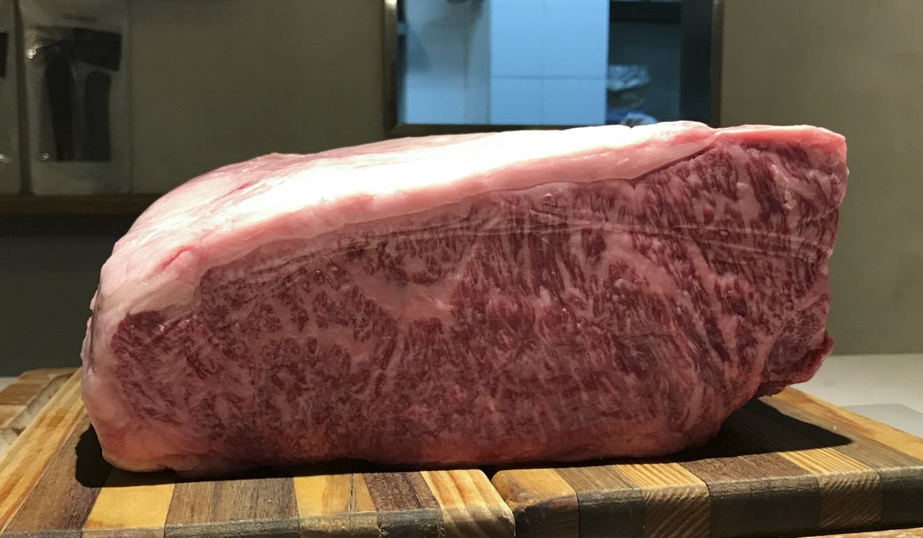 This chunk of wagyu beef Hamada brought from Japan makes 20 sandwiches. Photo: Bernice Chan