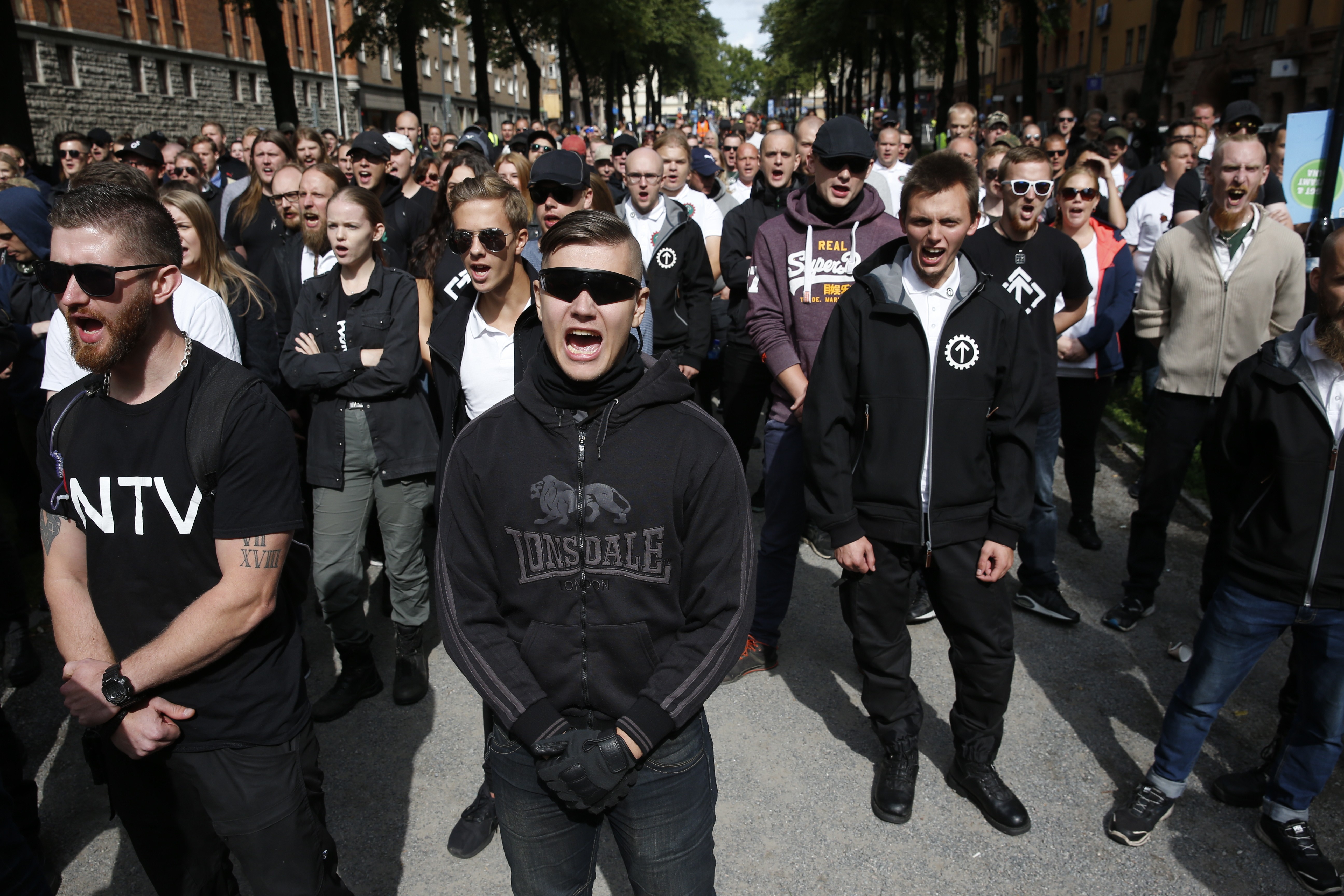 Supporters of the neo-Nazi Nordic Resistance Movement. Photo: EPA