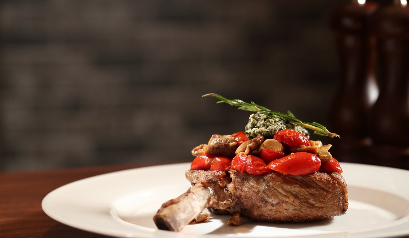 A beautifully decorated veal chop dish at Theo Mistral Hong Kong. Photo: Alex Chan