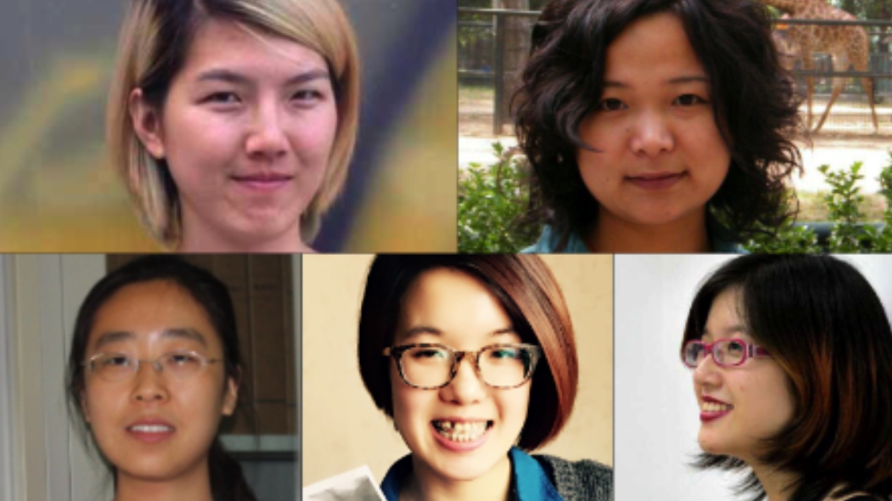China’s Feminist Five (clockwise from top left) Li Tingting, Wu Rongrong, Zheng Churan, Wei Tingting, Wang Man. Picture: AFP
