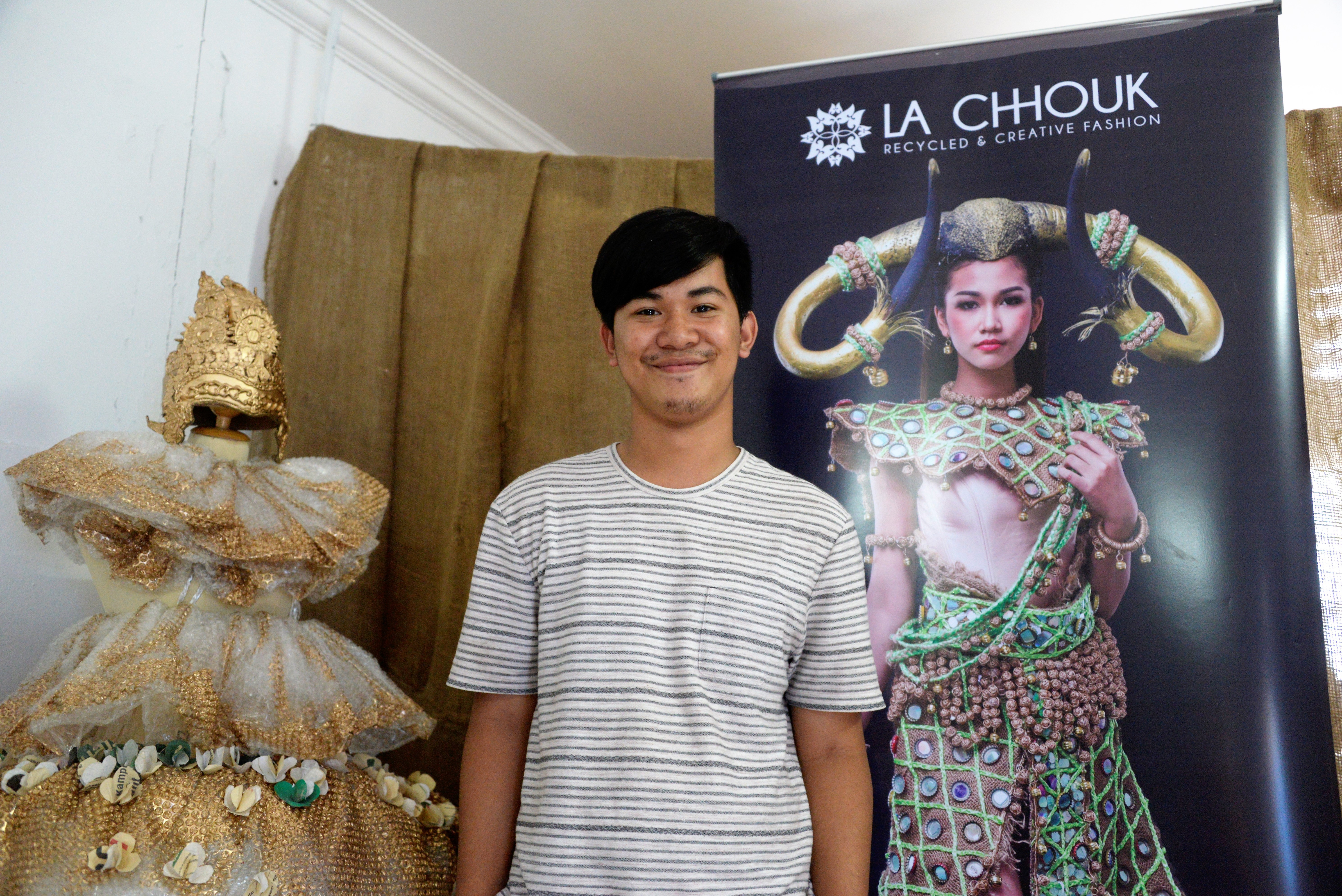 Seng Super, co-founder of La Chhouk, a Cambodian creative fashion initiative that makes clothing out of trash and other recyclable materials. Photo: Didem Tali