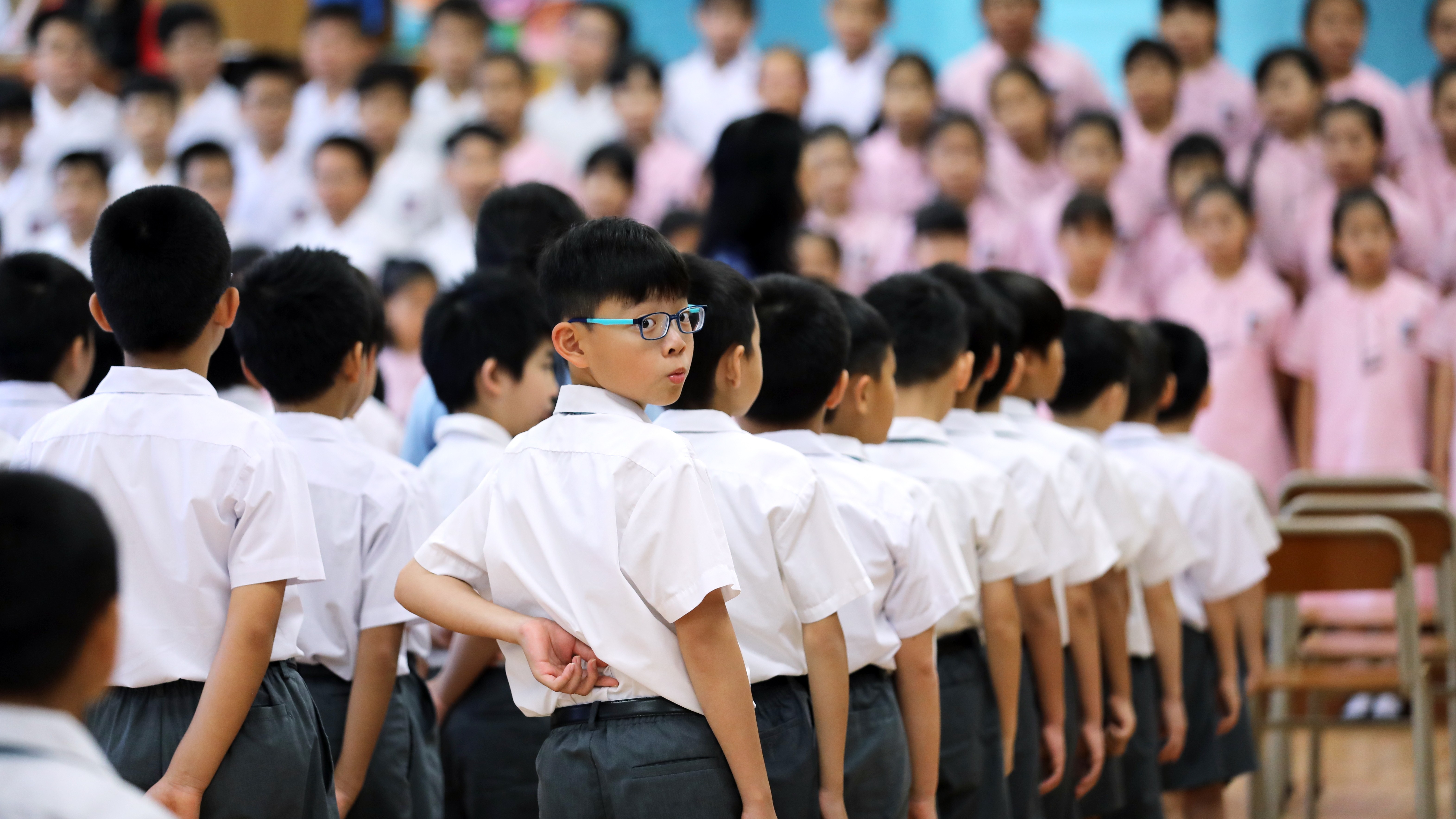 A new school year started in September in Hong Kong, including at the King's College Old Boys' Association Primary School No.2. The Hong Kong government is still reviewing the school curriculum. Photo: Sam Tsang