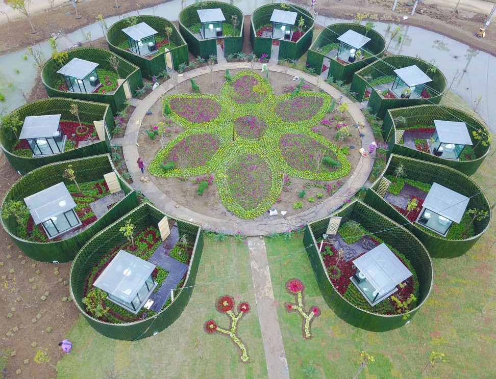 An aerial view of newly built toilets at a park in Anlong county, southwestern Guizhou province. Photo: AFP