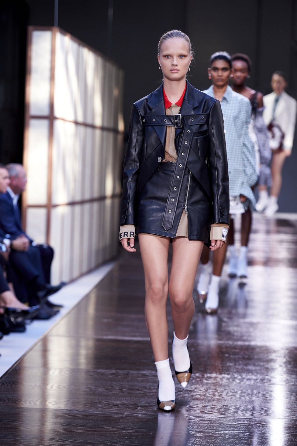 A catwalk model presents a creation from Burberry’s new upmarket spring-summer collection show at London Fashion Week, which features some of the darker, sexier styles for which new designer Riccardo Tisci is known. Photo: AFP