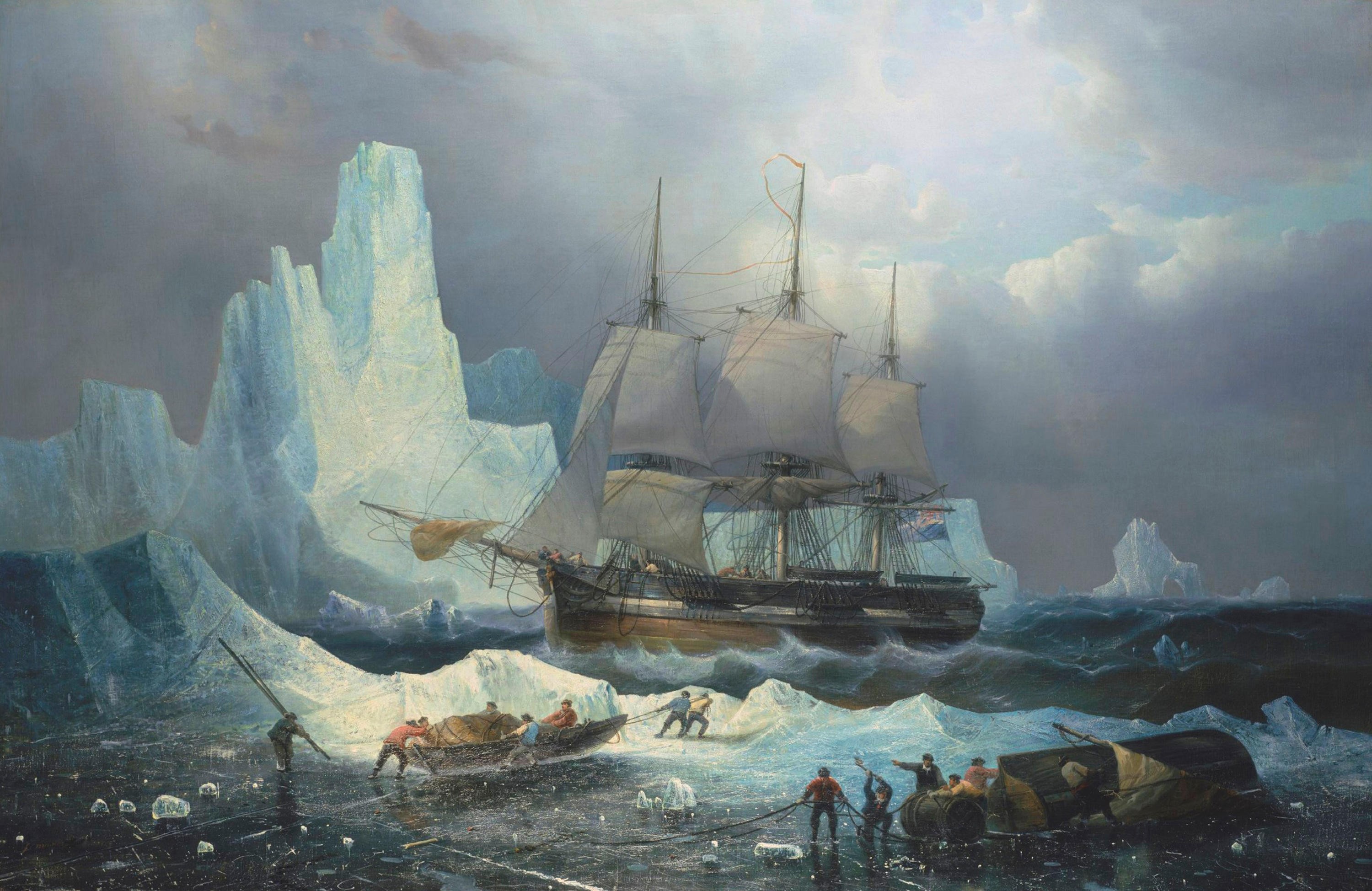 An etching of the ill-fated HMS Erebus in the Canadian Arctic. Below: Michael Palin. Pictures: Alamy