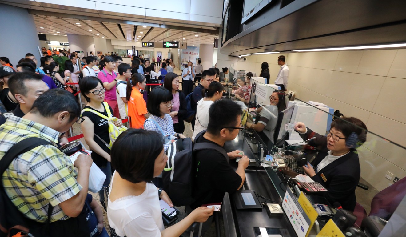Monday’s addition brought the total number of ticket counters at the Hong Kong terminus of the high-speed rail link up to seven. Photo: Felix Wong