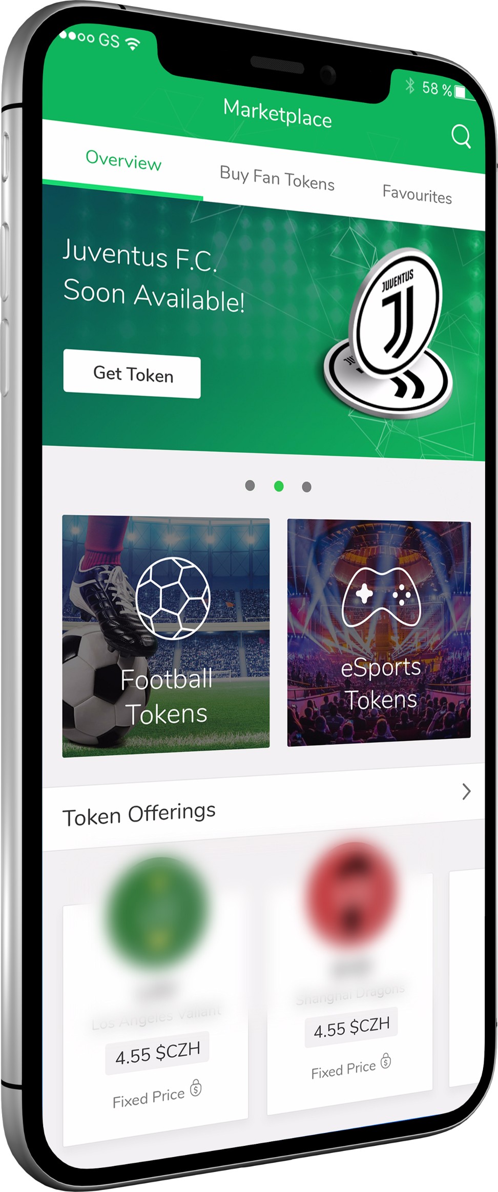 A user interface showing the Juventus fan token will soon be available in the Socios.com mobile app. Photo: Handout