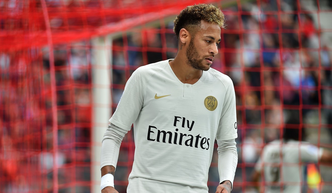 Neymar reacts during the French soccer match between Rennes and Paris Saint-Germain at the Roazhon Park stadium in Rennes, on September 23, 2018. Photo: Agence France-Presse