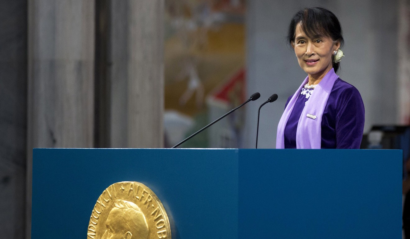 Aung San Suu Kyi during the 2012 Nobel ceremony. Photo: AP