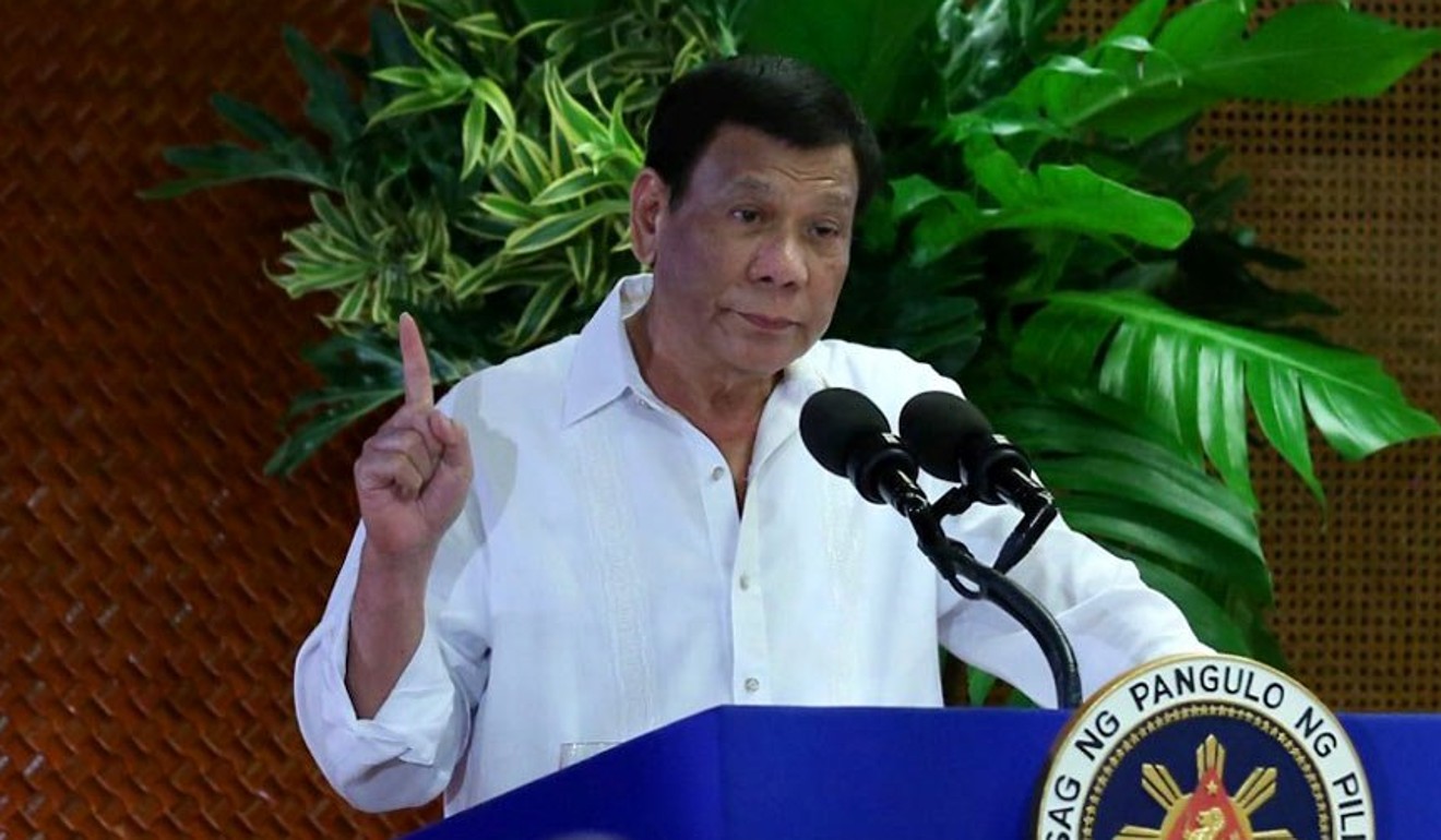 Duterte at a speech in August. Reporters noticed a dark patch on his face. Photo: Malacanang Photo/file