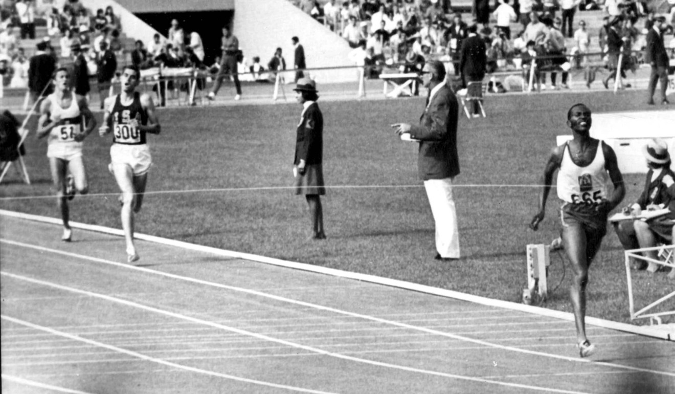 Keino winning the gold medal in the 1500 meter run at the 1968 Olympics.