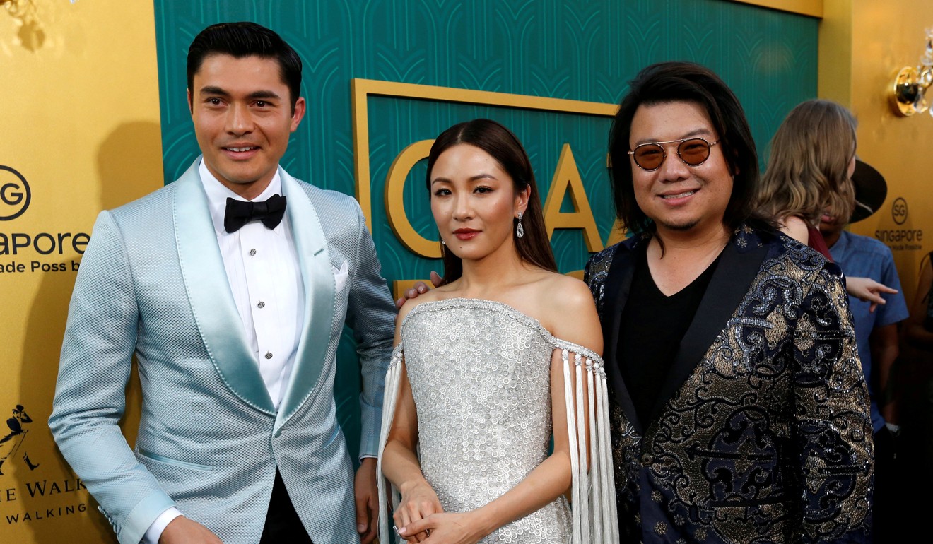 Author Kevin Kwan (right) and cast members Henry Golding and Constance Wu at the US premiere for Crazy Rich Asians inAugust. Photo: Reuters
