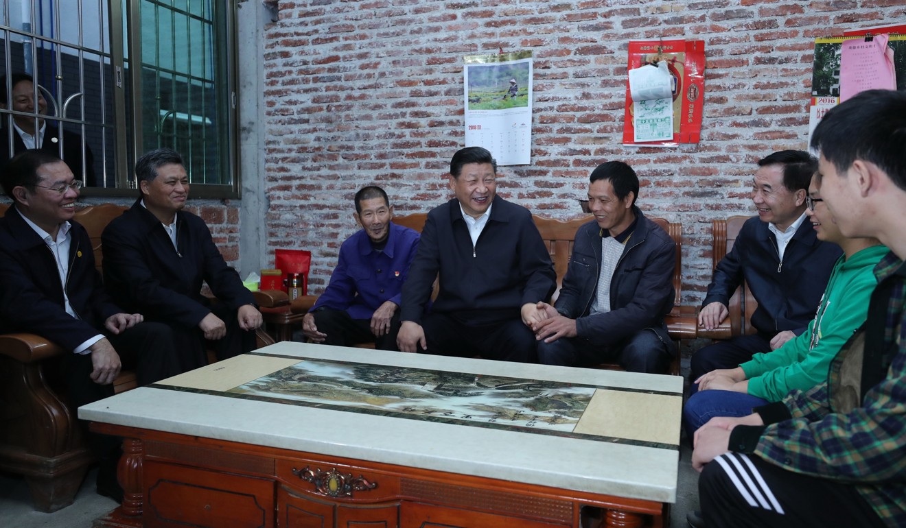 Xi Jinping visits a poor family in the village of Lianzhang in southern China’s Guangdong province on Thursday. Photo: Xinhua