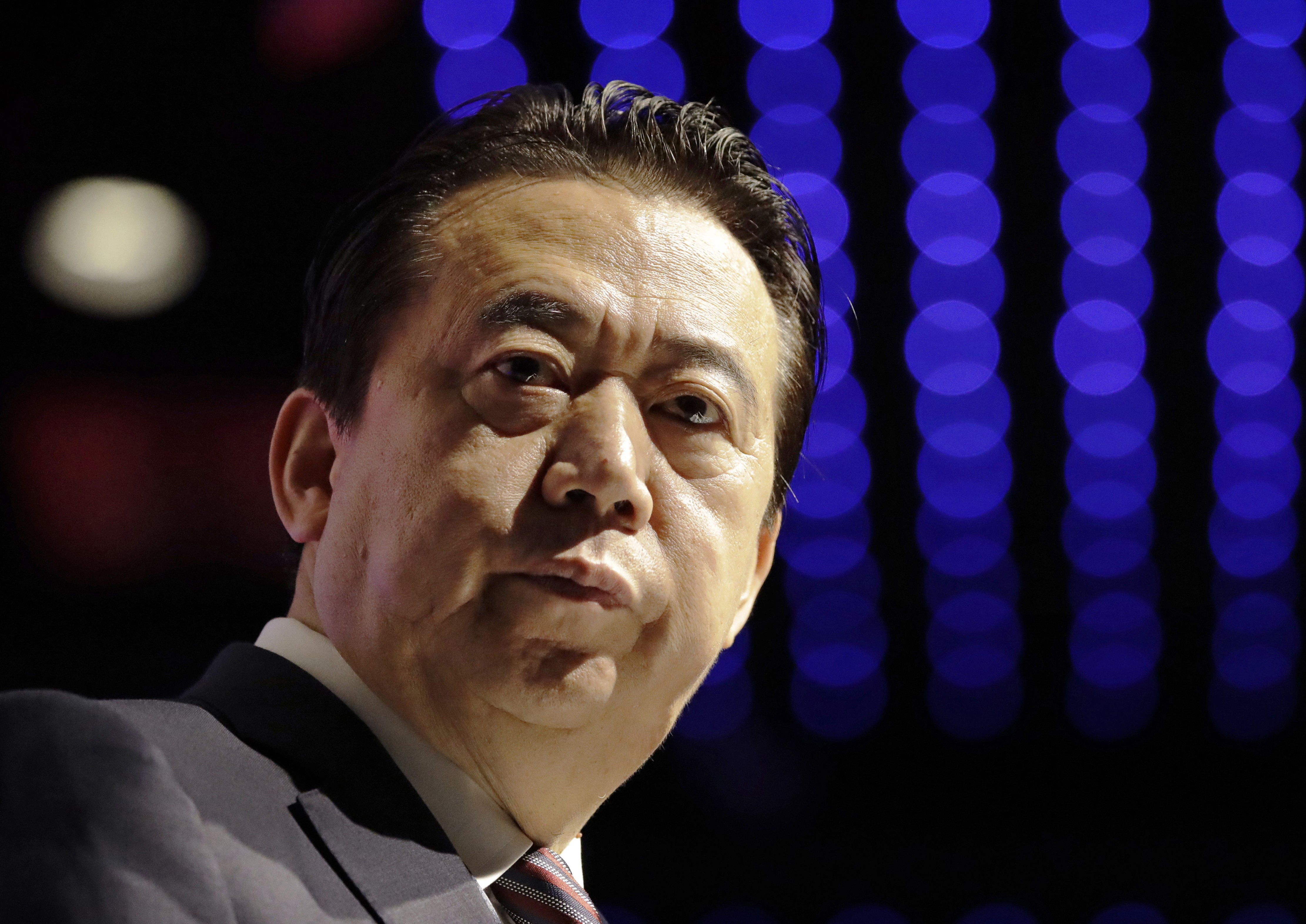 Meng Hongwei, then president of Interpol, gives a speech at the opening of the Interpol World Congress in Singapore in 2017. Two weeks after Meng’s disappearance at the end of September, the Chinese authorities announced that he had been detained. Photo: AFP