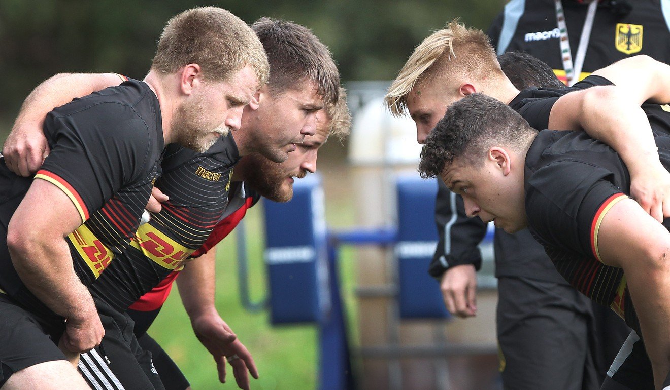 Members of the German national rugby team take part in a recent training session. Photo: AFP