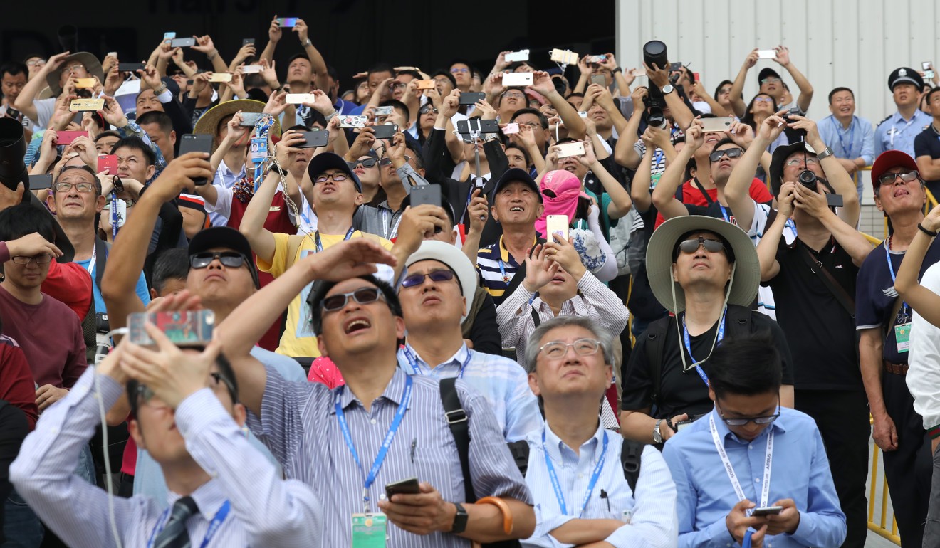 Spectators at the Zhuhai Airshow pictured on Thursday. Photo: Dickson Lee