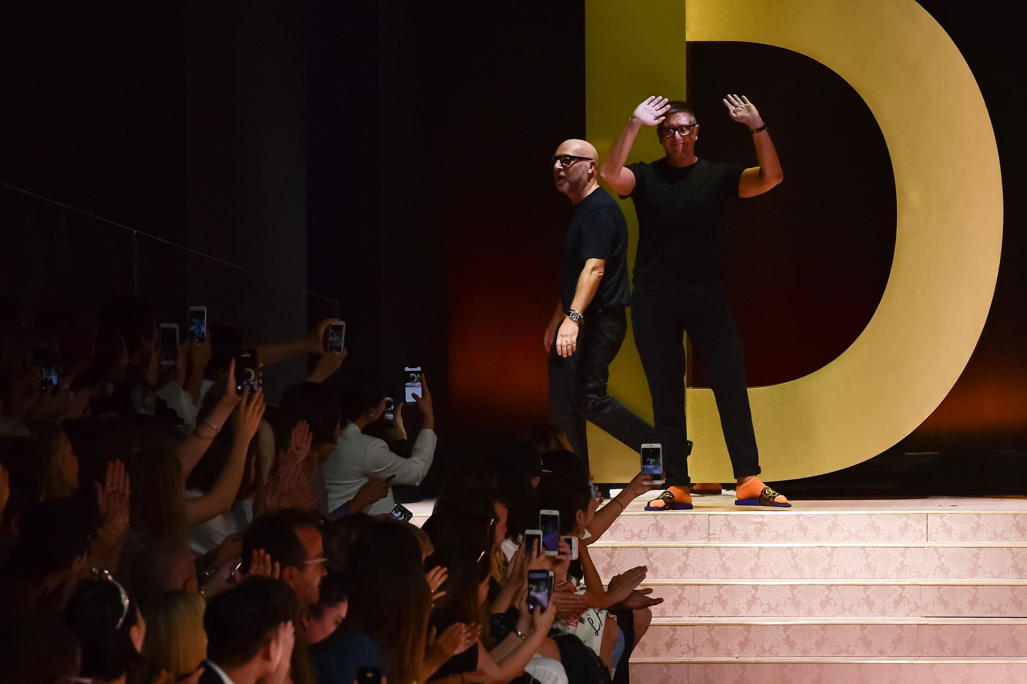 Domenico Dolce (left) and Stefano Gabbana during women’s spring/summer 2019 fashion week in Milan. Photo: AFP