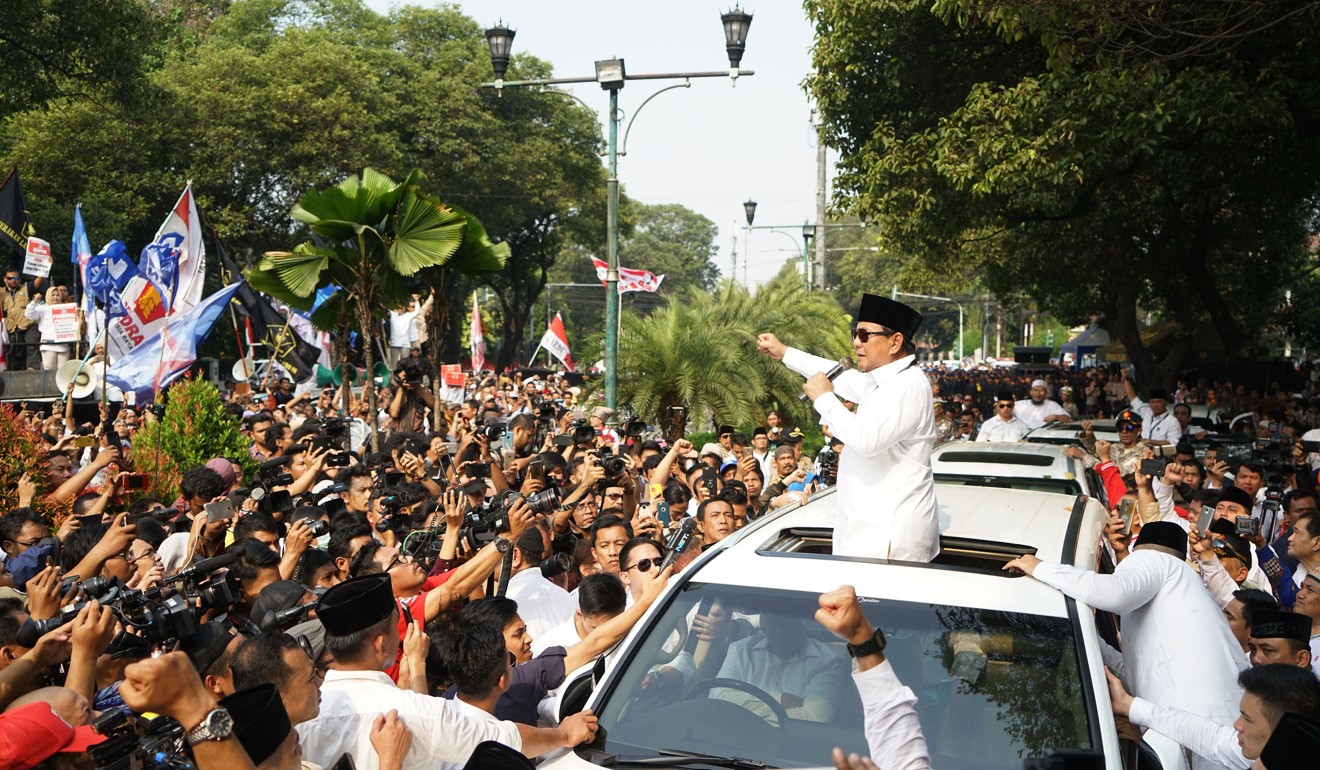 Prabowo Subianto, presidential candidate, speaks to supporters in Jakarta, Indonesia. Photo: Bloomberg