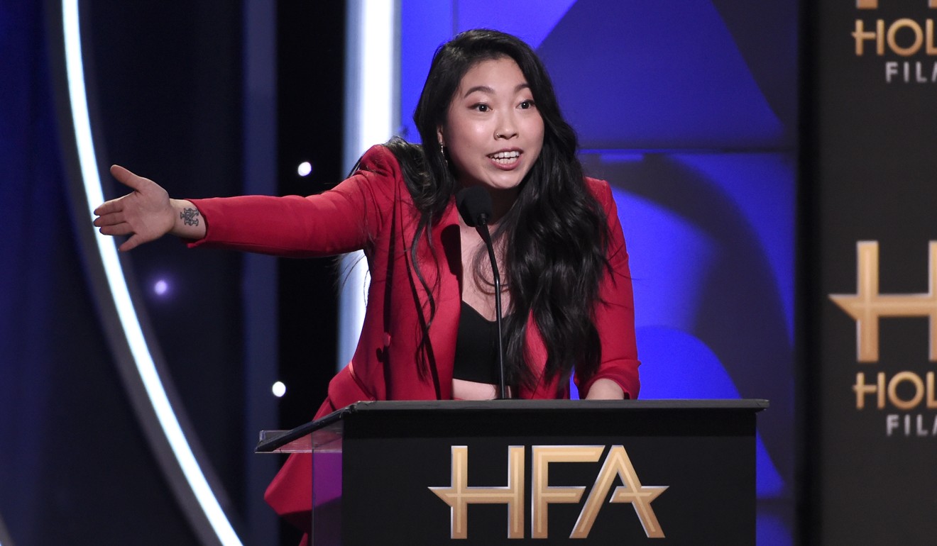 Host Awkwafina speaks at the Hollywood Film Awards earlier this month. Photo: Chris Pizzello/Invision/AP