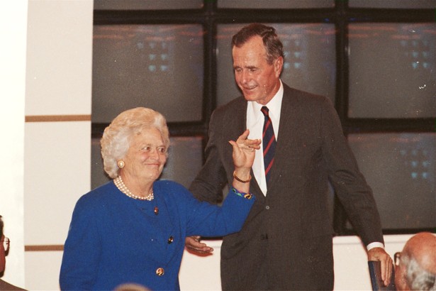 Bush and his wife Barbara attending the “Citibank Leadership Series” lunch meeting at the Regent Hotel in 1993. Photo: SCMP