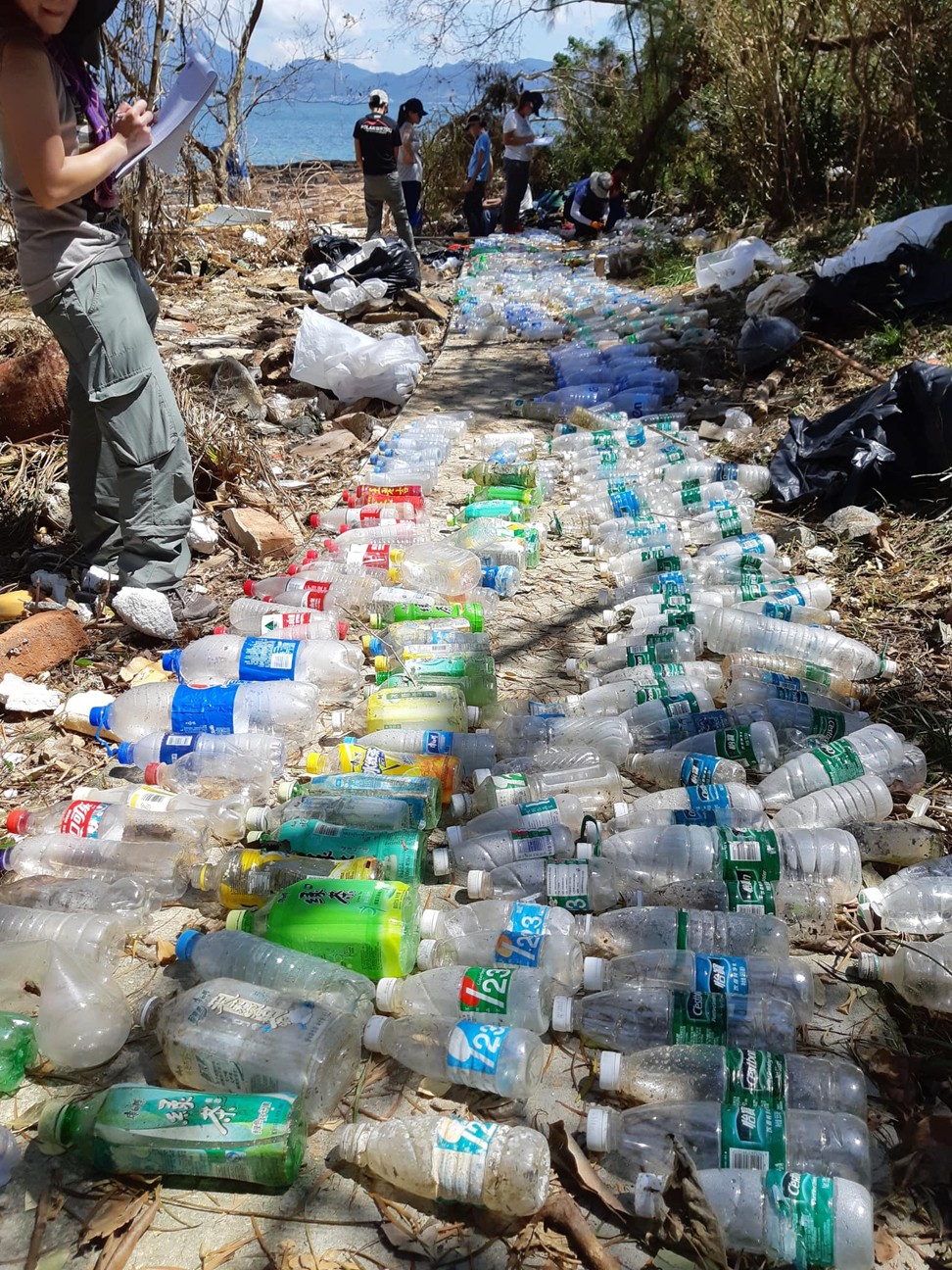 Plastic bottles found on the beach in Ping Chau. Photo: Facebook