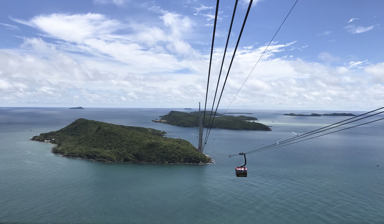 The Phu Quoc Cable Car, which carries tourists from Phu Quoc to the island of Hon Thom via ‘the longest non-stop three-rope sea-crossing cable car’ in the world. Picture: Mark Footer