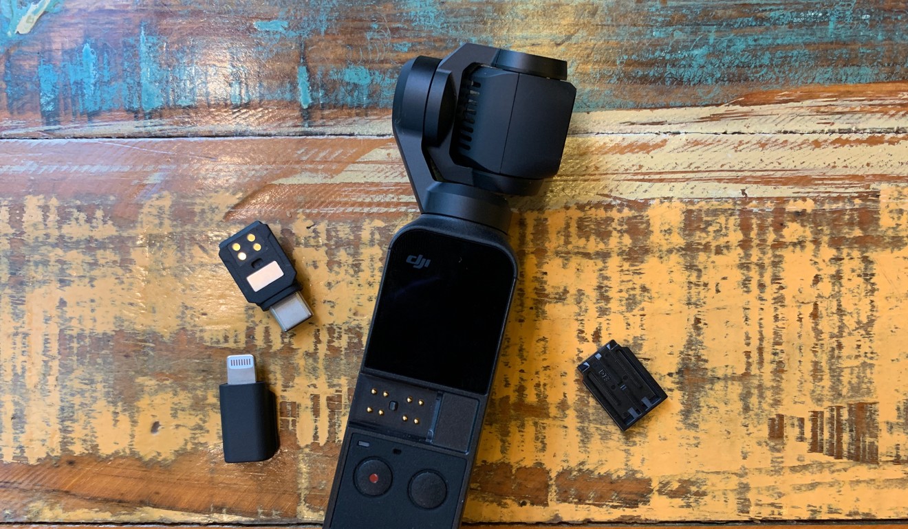 The DJI Osmo Pocket has a Micro-SD card slot (there is no internal storage).