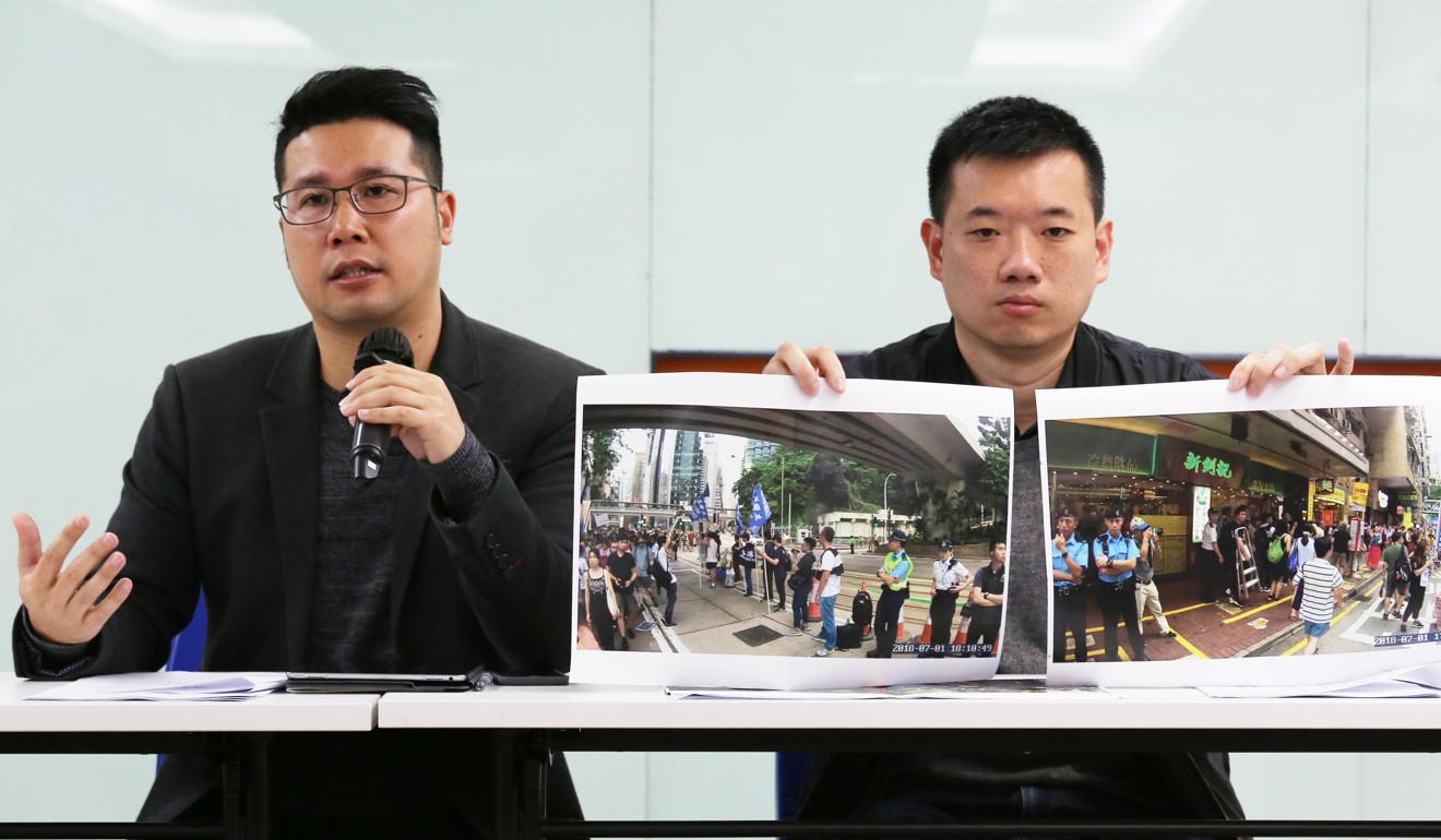 Icarus Wong Ho-yin (left) said the 2015 IPCC report stipulated the subject of video recordings should normally be an event as a whole, and that individuals became the subject ‘only when there is a breach of the peace’. Photo: Jonathan Wong