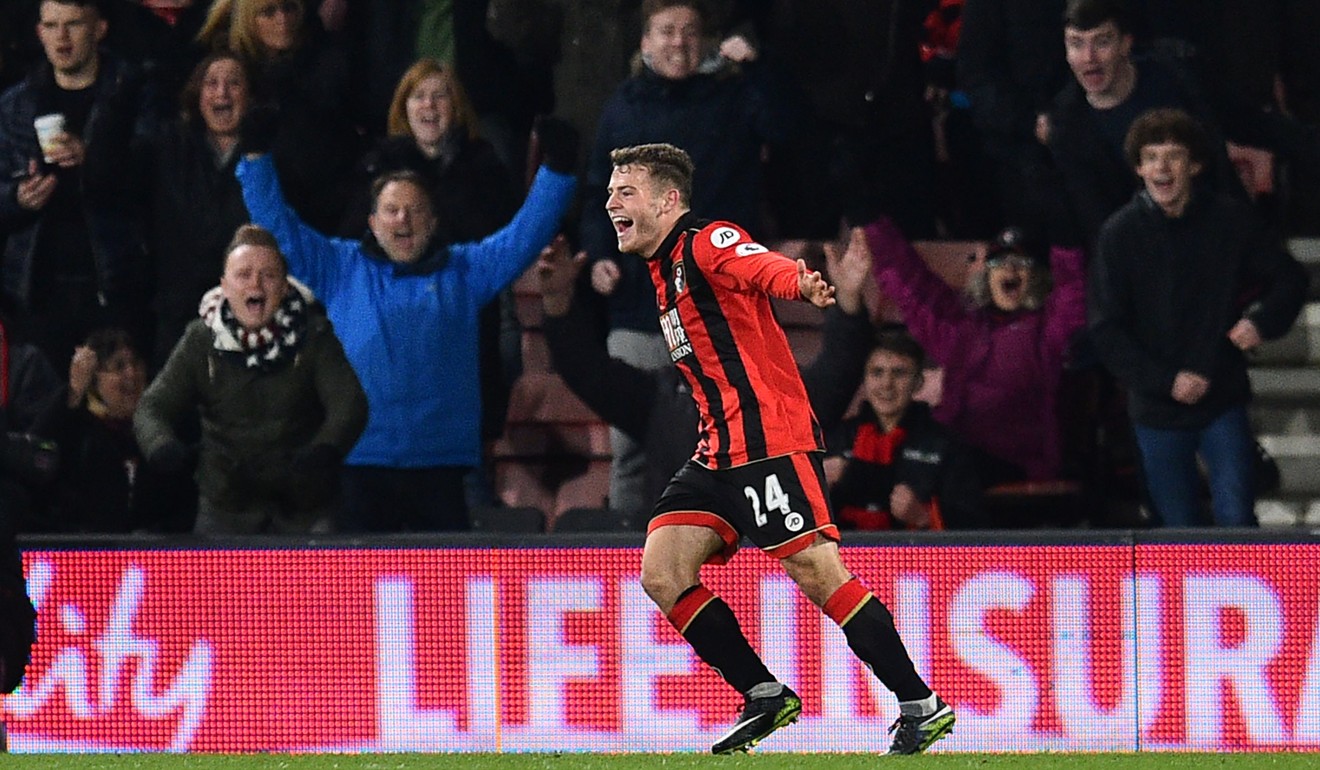 Bournemouth’s Scottish midfielder Ryan Fraser celebrates after scoring. Photo: AFP