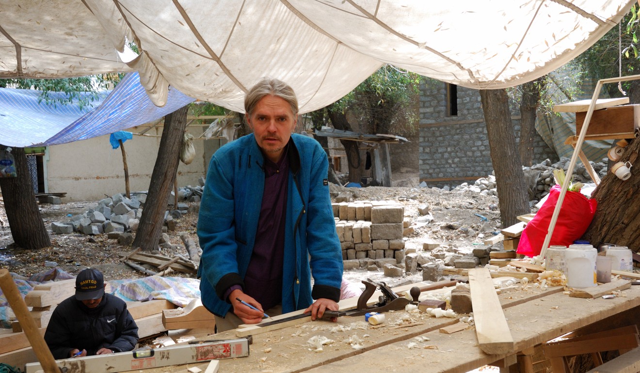 André Alexander at the construction site of the Central Asia Museum in the Indian city of Leh in 2010. He designed the main museum building.