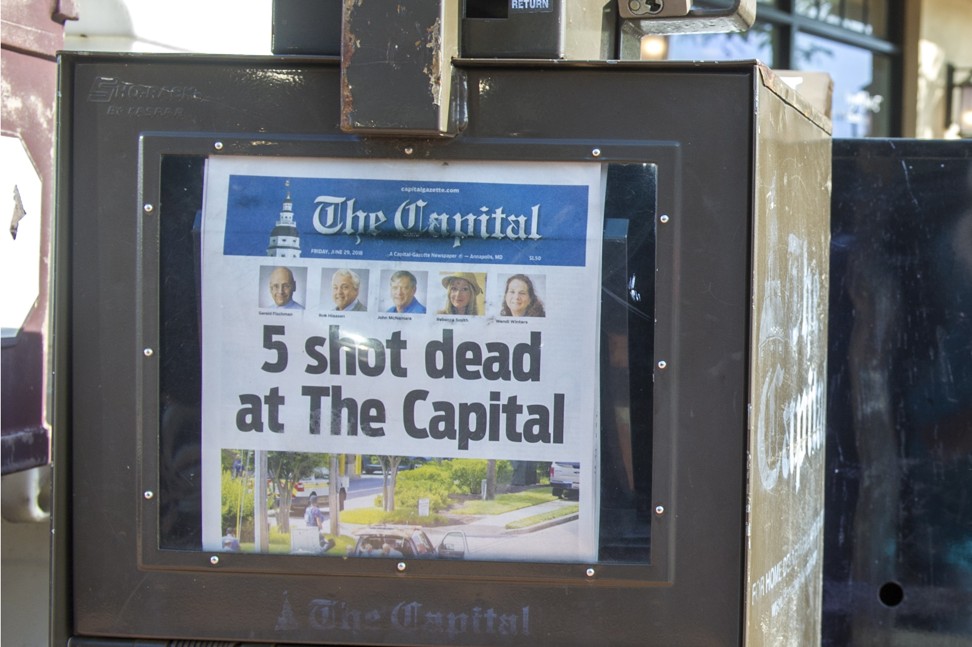 The US also became the fifth deadliest country in the world for reporters in 2018 after the shooting of five people at the Capital Gazette newspaper in Maryland in June. Photo: EPA