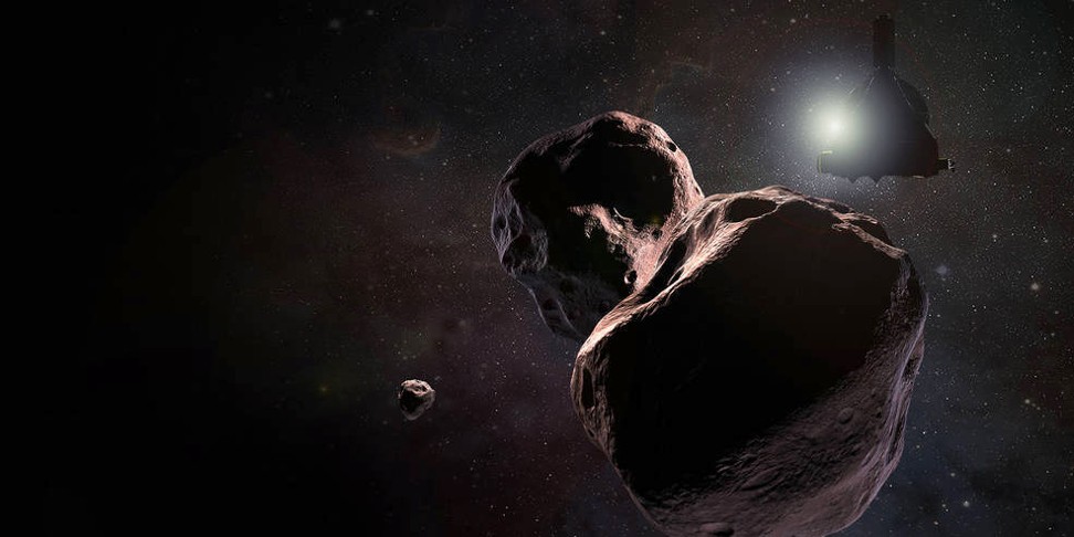 Artist’s impression of NASA’s New Horizons spacecraft flying past 2014 MU69 (Ultima Thule), on January 1, 2019. Image: Nasa/JHUAPL/SwRI/Steve Gribben