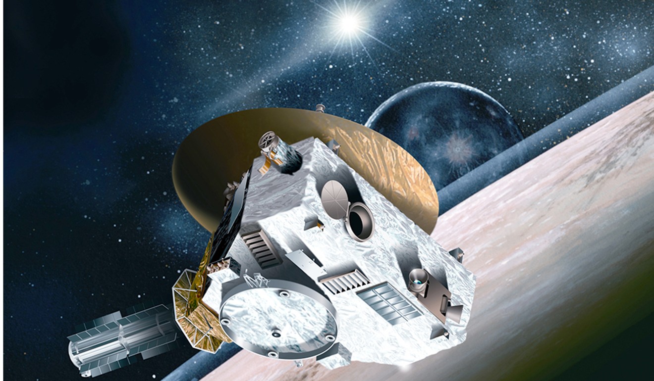 An artist’s impression of the New Horizons spacecraft flying past Pluto. Image: Johns Hopkins University Applied Physics Laboratory/Southwest Research Institute