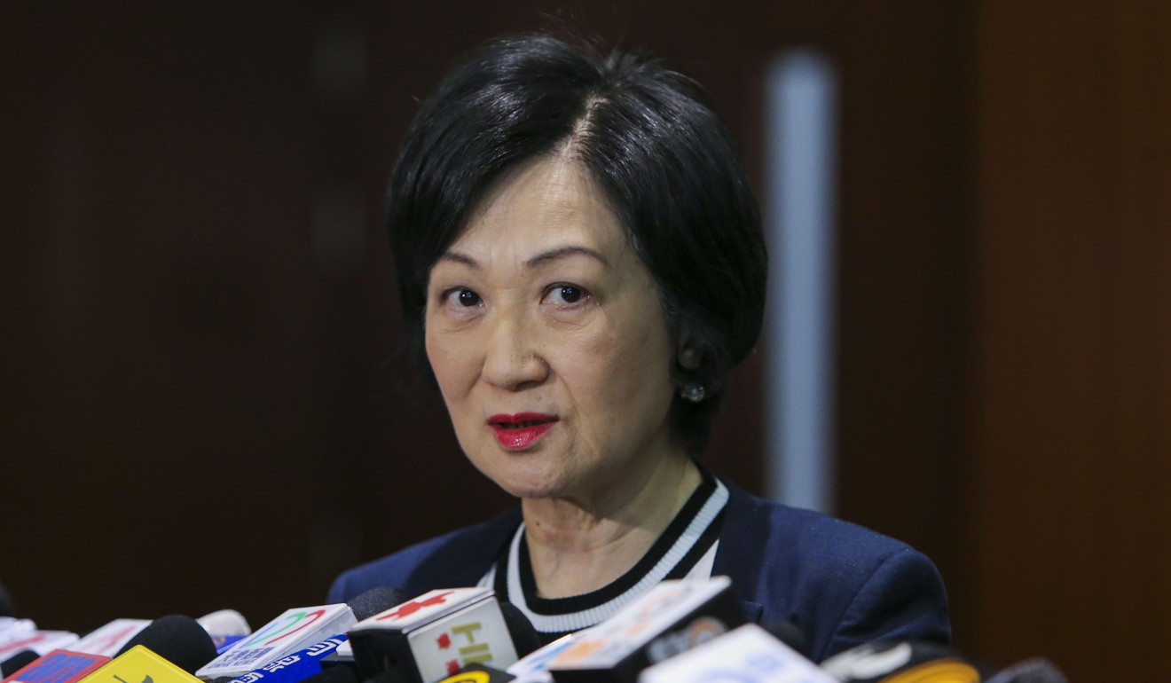 New People’s Party chairwoman Regina Ip said Teresa Cheng’s explanation given on Wednesday was not very satisfactory. Photo: Dickson Lee