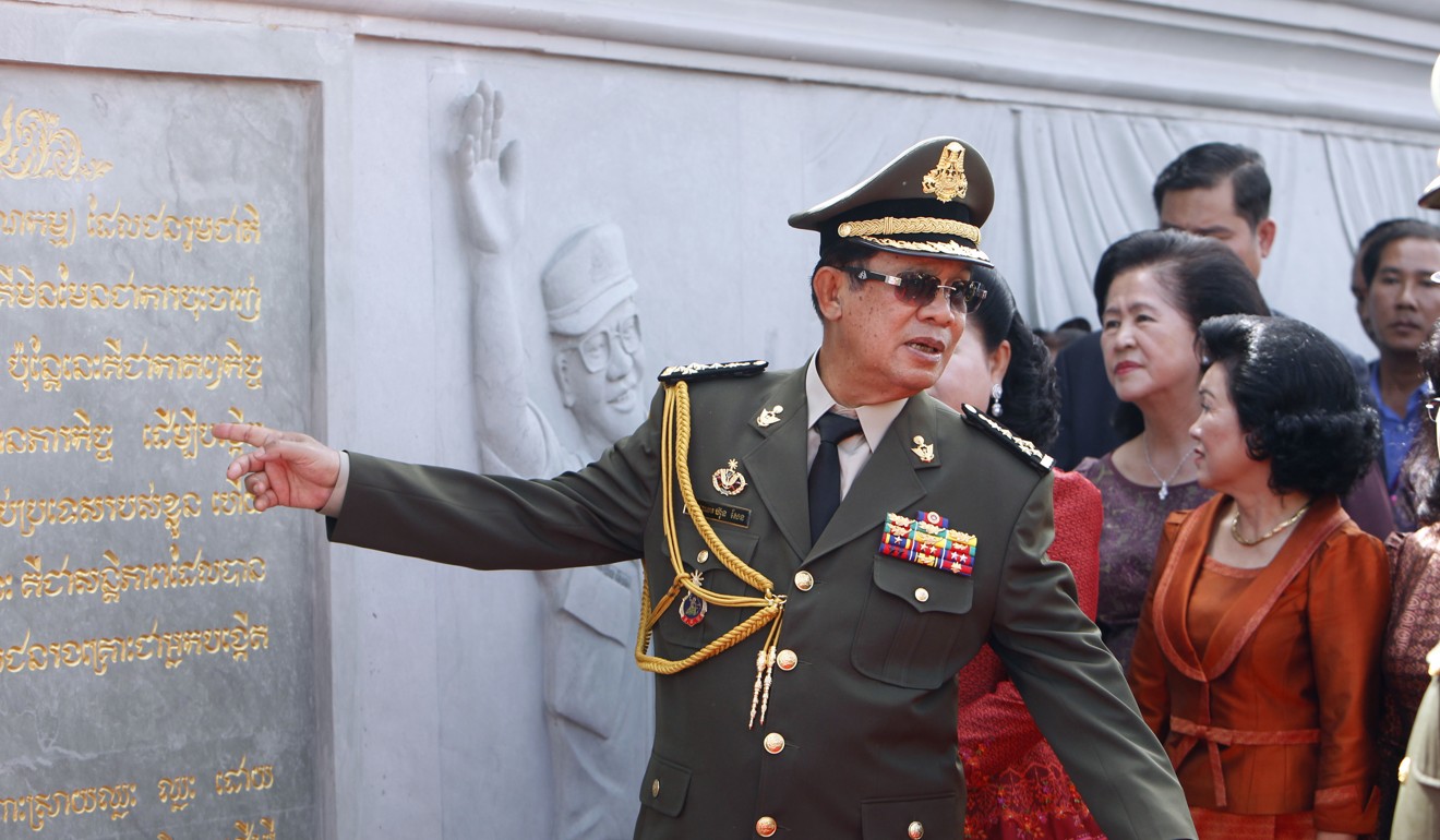 The memorial depicts scenes from Hun Sen’s life. Photo: AP